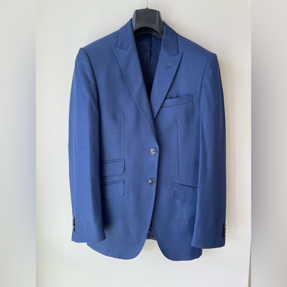 👔🔥 Massimo Dutti Suit, french blue italian wool, blazer size 36, trousers 31